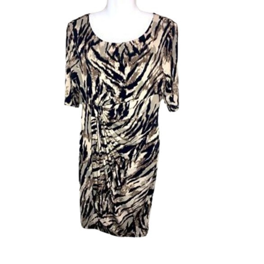 💋midi brown beige multi colored dress